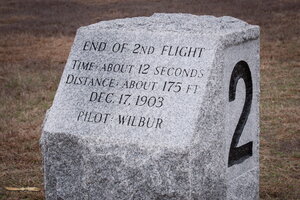 Historic landmarks depicting flown distances on this day of December 1903