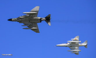 Skyhawk flying along the Phantom II