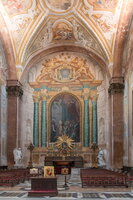 Left transept of Basilica of St. Mary of the Angels and the Martyrs, oculus of the gnomon is on the top right . "A miracle of Blessed Niccolò Albergati" (Graziani)