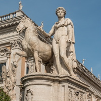 Statue of Dioscures on top of the capitoline staircases