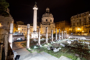 Trajan forum and column by night