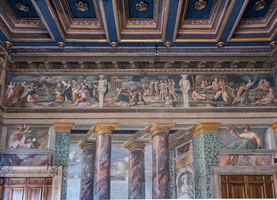 Hall of Perspectives Views (Peruzzi, 16th AD) west wall - Mercury and Ceres - Frieze : Alcyone sees Ceryx dead at sea - Deucalion and Pyrrha - Daphne changed into laurels