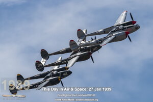 Three ship formation of Lighting over Chino, CA, at the Planes of Fame Airshow