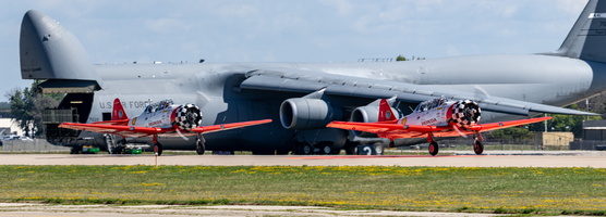 Aeroshell take-off in front of C-5M Galaxy