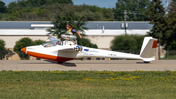 Bob Carlton flying a jet powered H-101