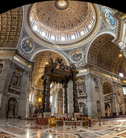 The altar with Bernini's baldacchino below the dome