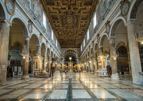 Interior of the church. Columns, each different, have been taken from roman temples
