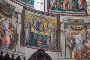 Madonna and Child with Sts. Peter and Paul with the little Cardinal Bertoldo Stefaneschi" (Cavallini, 13rd AD)