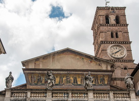 Campanile and mosaic on main facade
